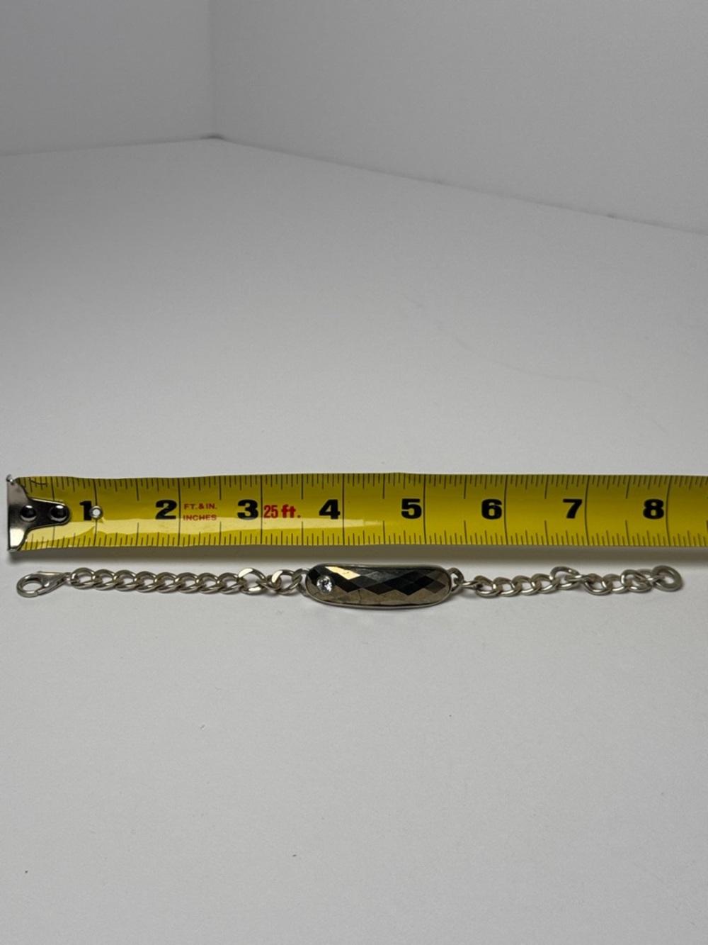 SILPADA Pyrite 925 Silver Faceted Black Bar Chain Bracelet Cubic Zirconia Accent - Picture 5 of 10
